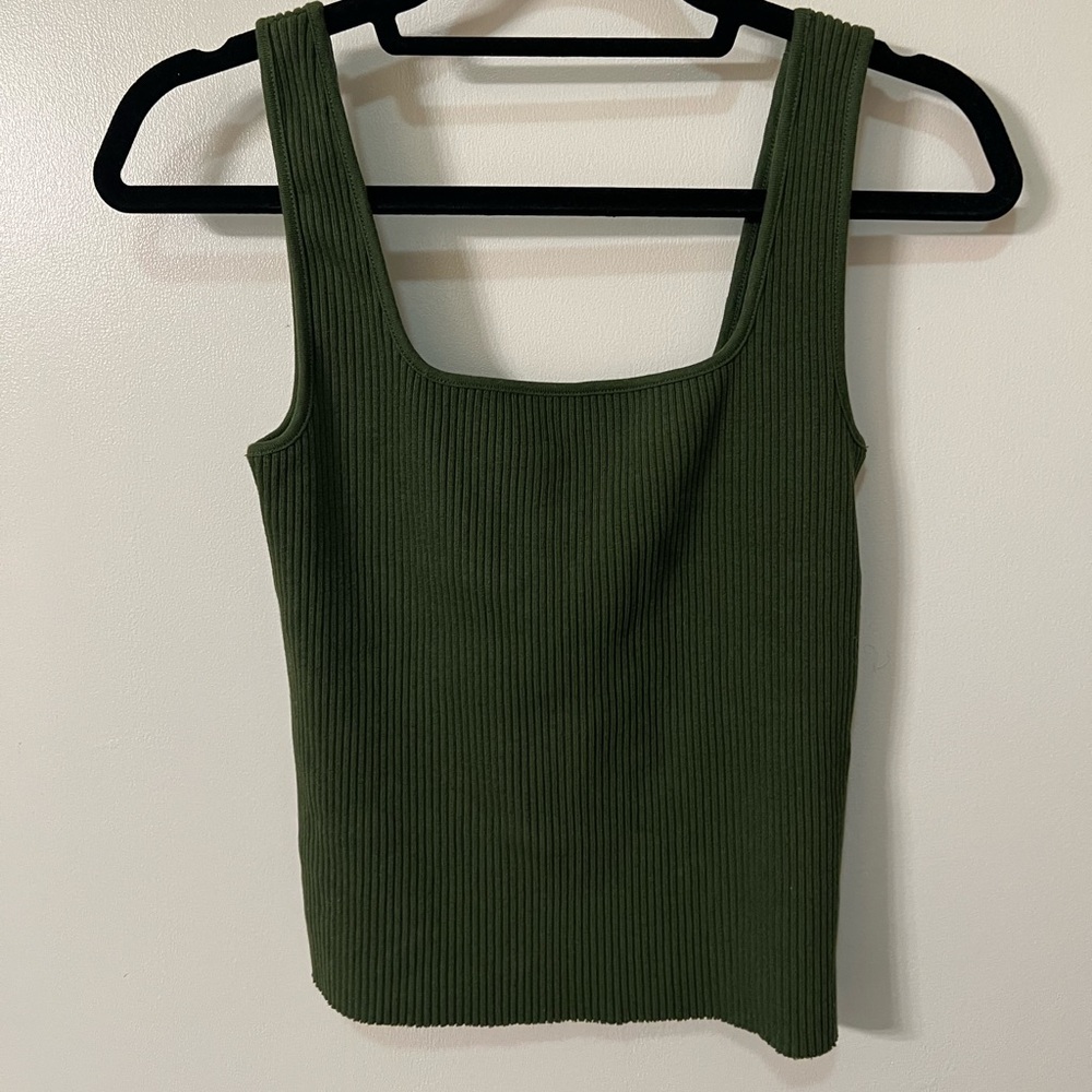 Vince Olive Green Ribbed Tank Top